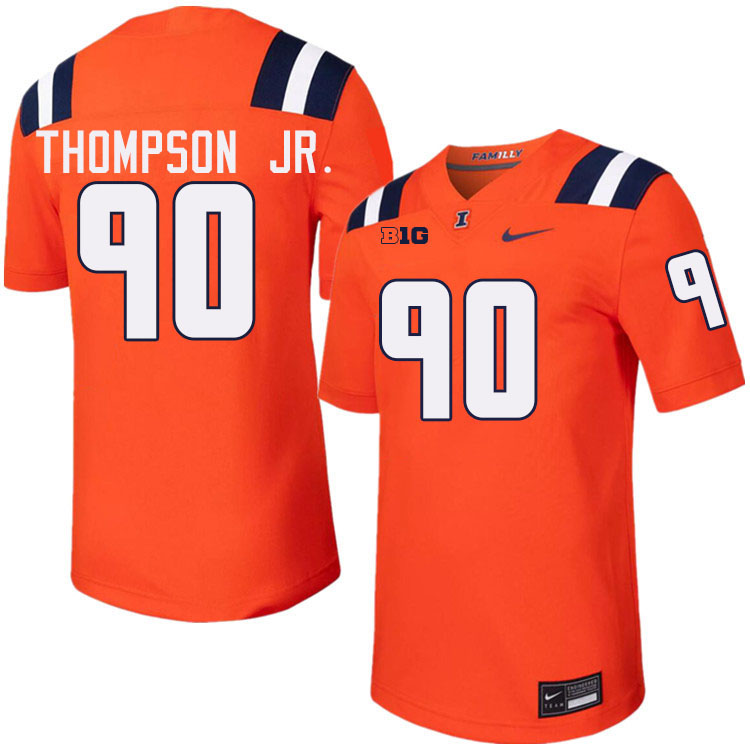 #90 James Thompson Jr. Illinois Fighting Illini Football Jersey,Uniforms-Orange